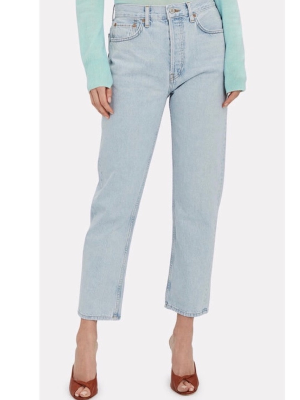 RE/DONE High Rise Stove Pipe Jeans in Aged Light 26